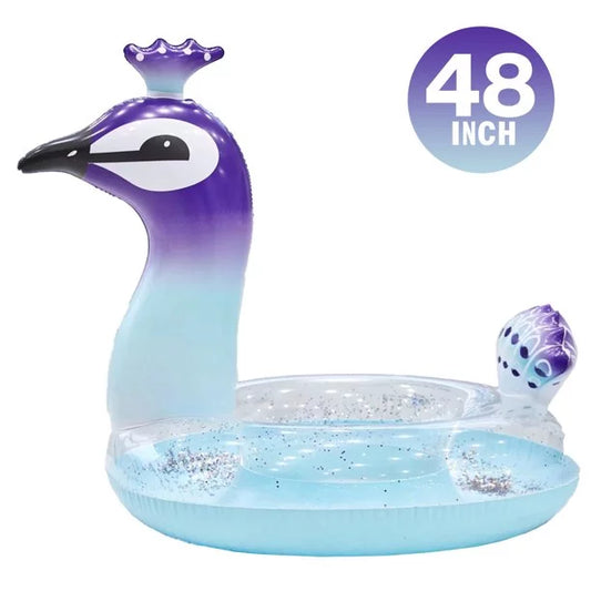 Violet Inflatable Glitter Pool Float Sizewimming Pool Peacock Designed with Fast Valves Sizeummer Fun Beach Party Rest Raft Decorative Water Game Toys for Kids | 48 Inch