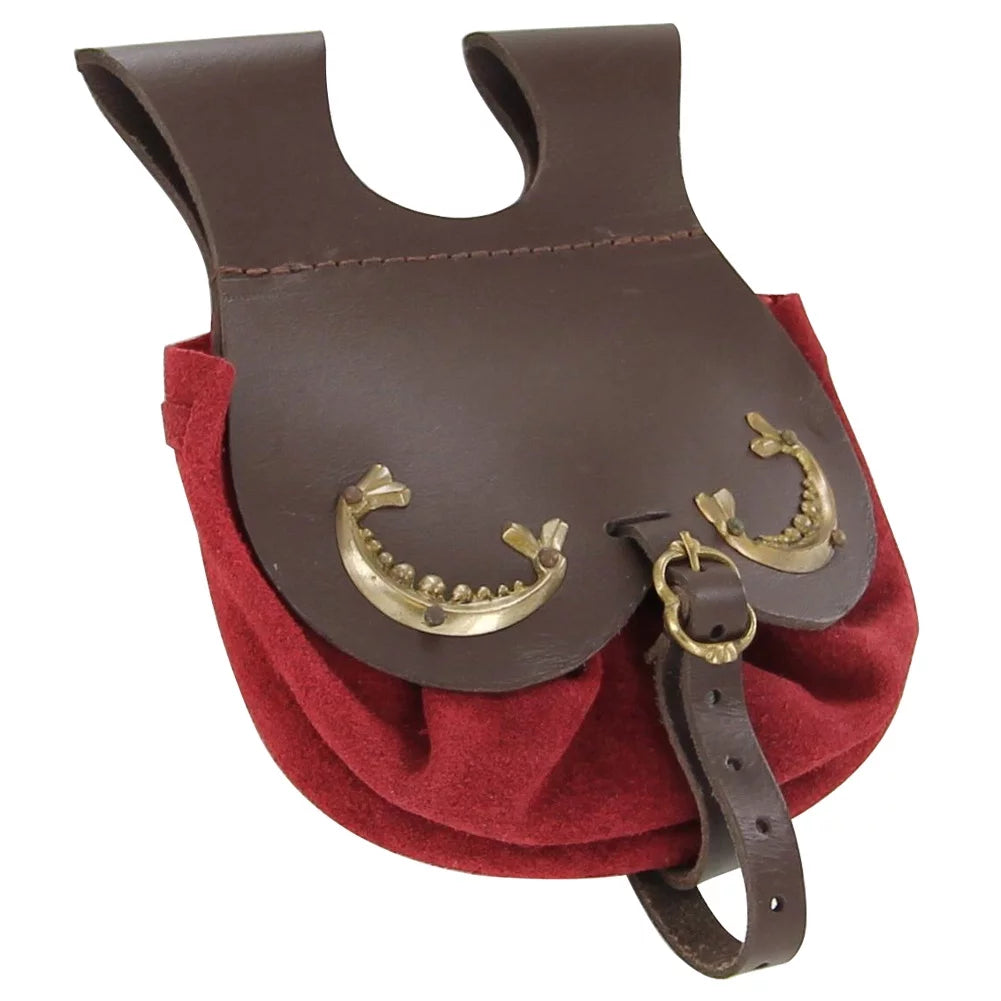 Armory Replicas Royal Red Handmade Royal Court Sizeuede Pouch - Rich Red Elegance Medieval-Inspired Design Perfect for Carrying Sizemall Valuables Adjustable Belt Closure for Sizeecure Fit