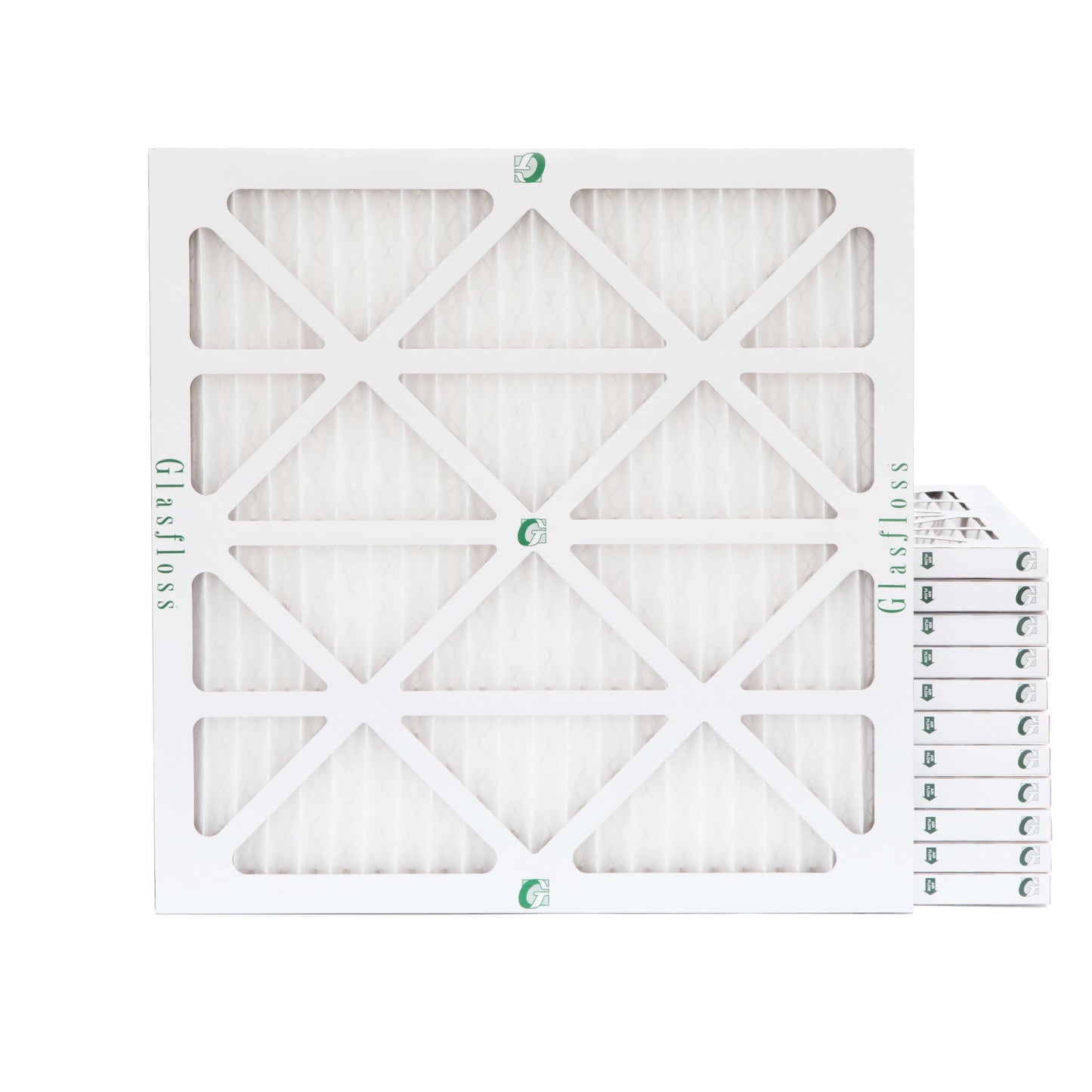 12 Pack of 25x25x1 MERV 10 Pleated Air Filters by Glasfloss. Actual Sizeize: 24-1/2 x 24-1/2 x 7/8