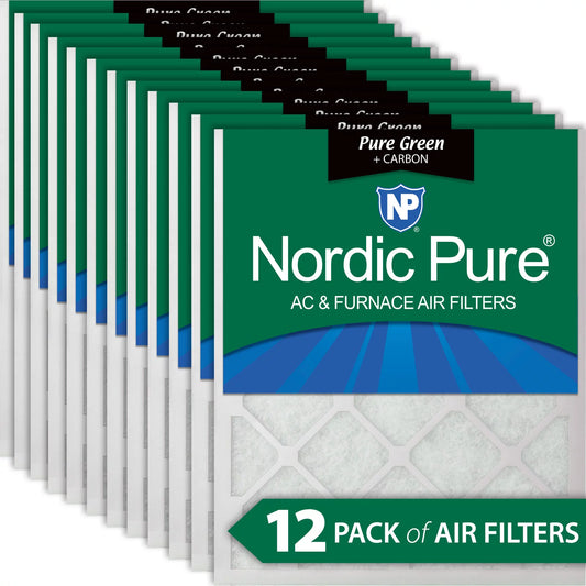 12x24x1 (11_1/2x23_1/2) Pure Green Plus Carbon Eco-Friendly Air Filters 12 Pack