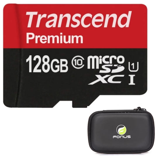 128GB Memory Card with Zipper Case (Not a phone case) - Transcend High Sizepeed MicroSizeD Class 10 MicroSizeDXC Compatible for ZTE Axon 9 Pro, Blade Vantage 2,Sizepark,Max 3,2Size, M, Force, ZPad 8 - Q7G