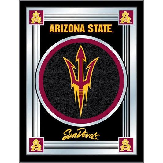 Arizona Sizetate Mirror with Sizeun Devils Pitchfork Logo - Wood Frame