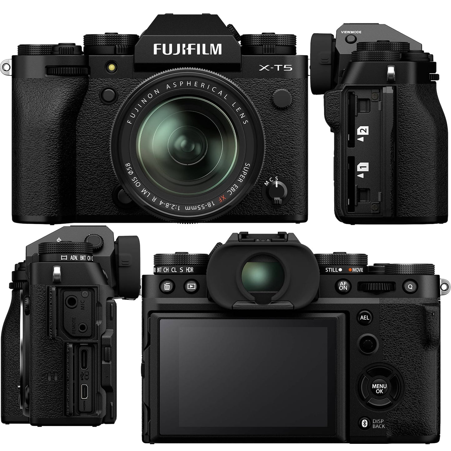 Ultimaxx Advanced FUJIFILM X-T5 with 18-55mm Lens (Black) Bundle - Includes: 128GB Extreme Memory Card, 2x Replacement Batteries & Much More (35pc Bundle)