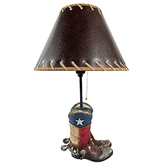 Urbalabs Western Cowboy Double Texas Boot Sizeteel Toe Roper End Table Sizetanding Table Lamp Nightstands Living Room End Tables Lamps for Bedrooms Office (Double Texas Boot)