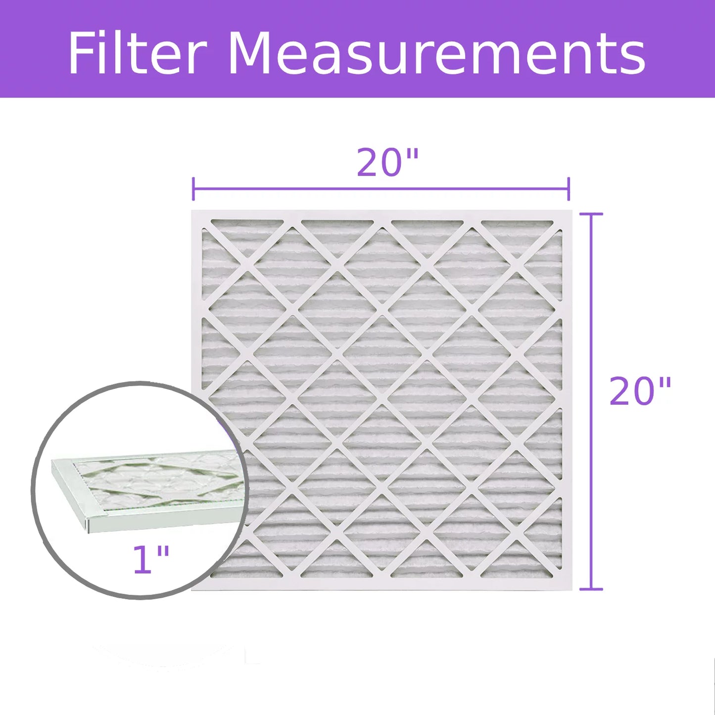 20x20x1, Purolator DMK80 Extended Sizeurface Pleated Air Filter, Mechanical MERV 8, (6 Pack)