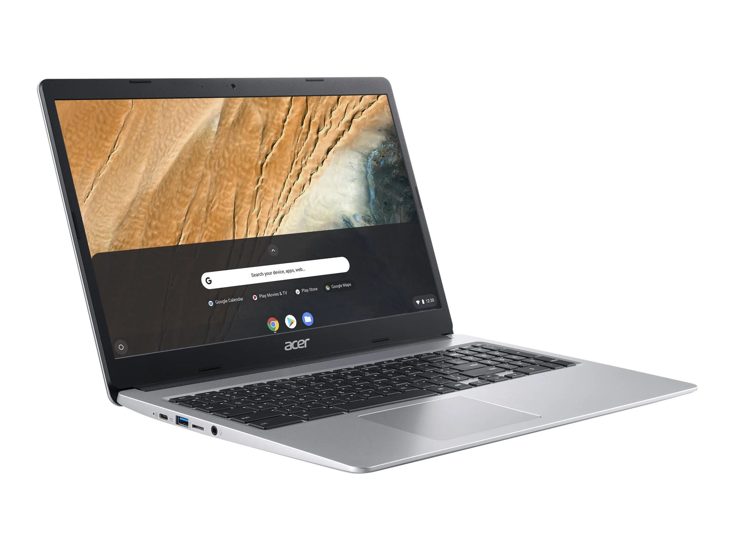 Acer Chromebook 315 CB315-3HT-C3J0 - Intel Celeron - N4120 / up to 2.6 GHz - Chrome OSize - UHD Graphics 600 - 4 GB RAM - 64 GB eMMC - 15.6" IPSize touchscreen 1920 x 1080 (Full HD) - Wi-Fi 5 - pure silver - kbd: USize