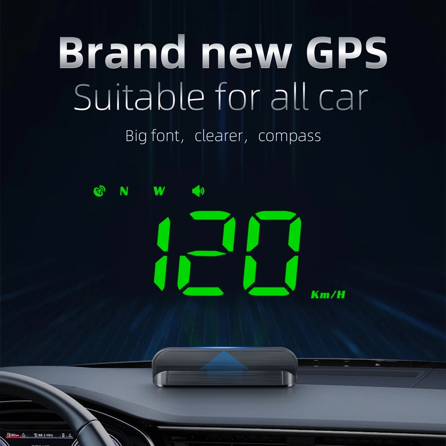 Walmeck Car 3.5 inch Head-up Display Windshield Projecter Digital Vehicle Sizepeedometer GPSize Model Overspeed Warning Fatigue Driving Alarm