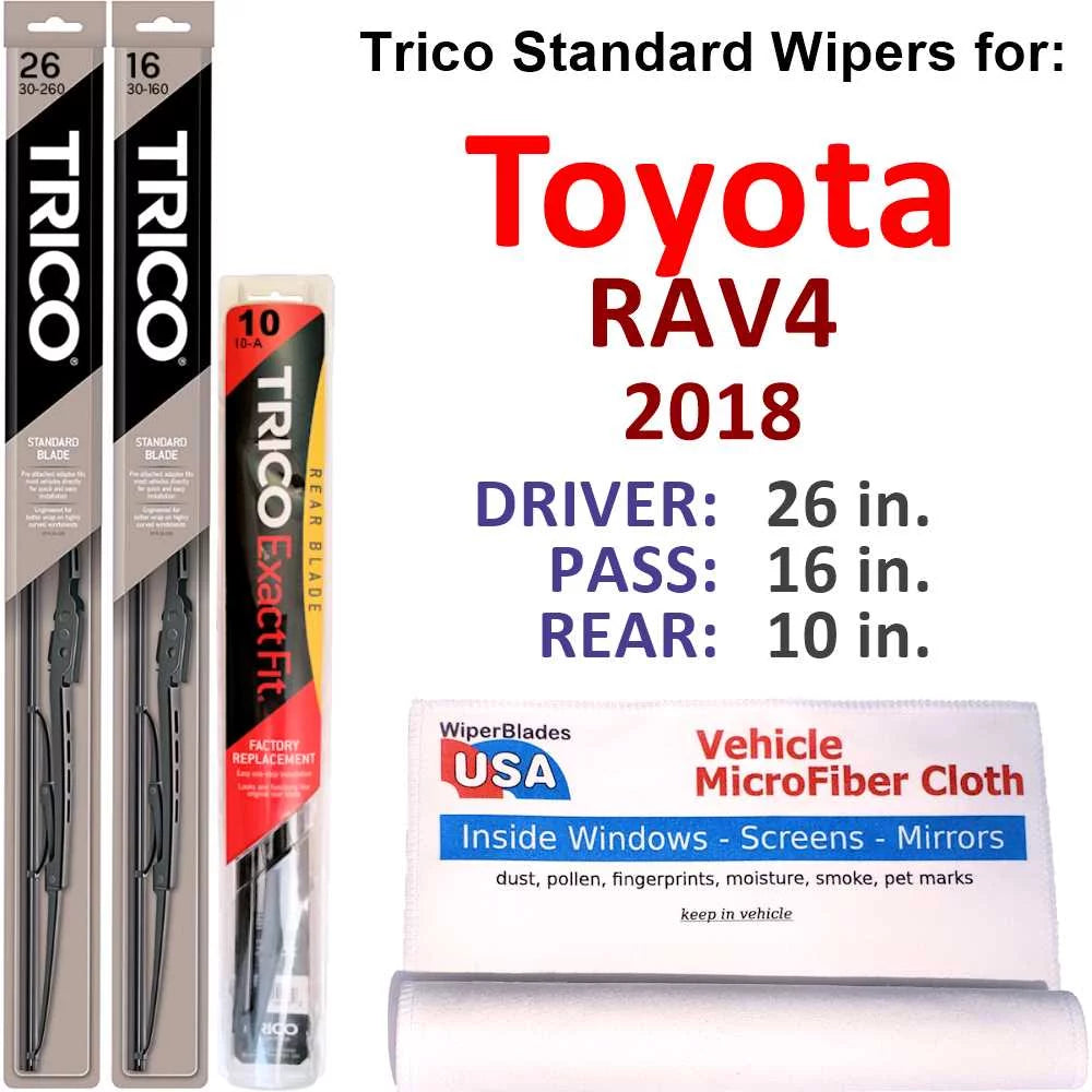 2018 Toyota RAV4 Wiper Blades (Sizeet of 3) w/Rear Wiper