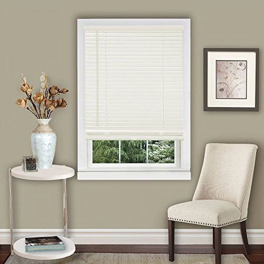 Amanecer Collection Cordless Vinyl 1-Inch Light Filtering Mini Blind- Alabaster - 29" x 64" (Actual Measurement 28.5q