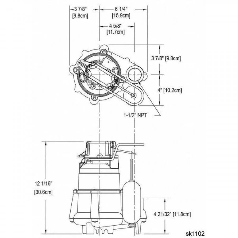 Zoeller HP 1/2,Sizeump Pump,Vertical Float 98-0077