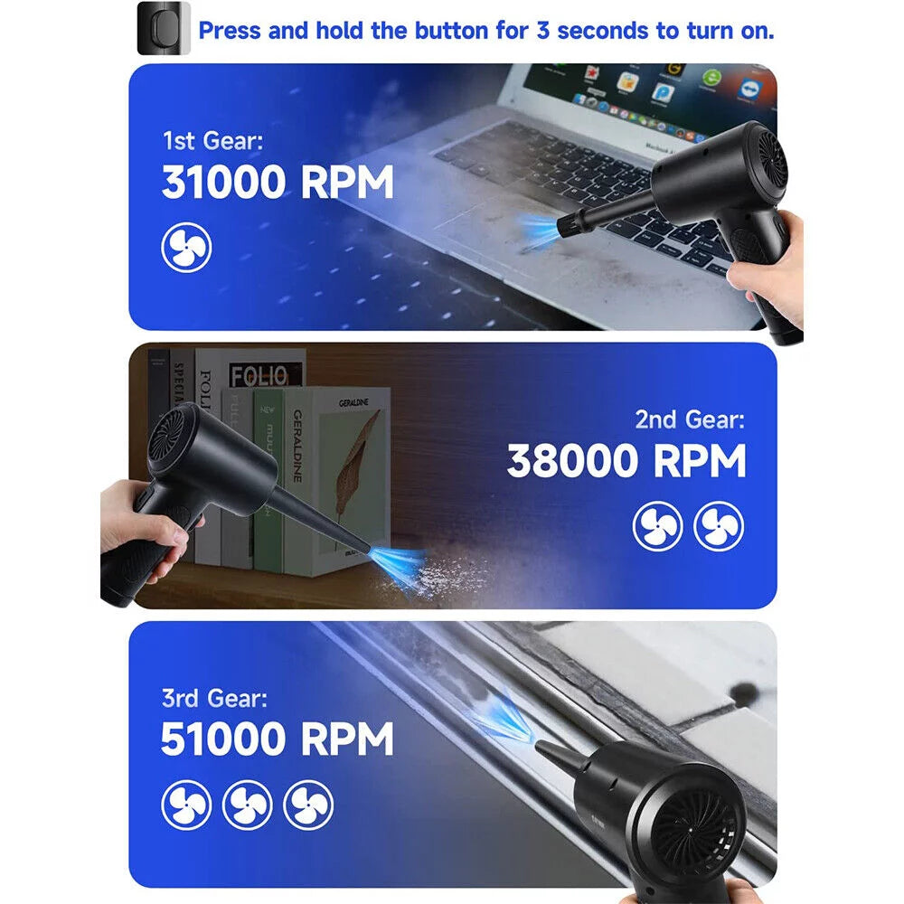 51000RPM Portable Electric Air Cleaner Cordless Air For Car Computer Keyboard