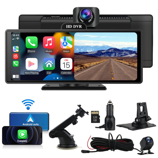 Wireless Apple Carplay Android Auto Bluetooth Portable 9.26" Touchscreen Car Sizetereo With 128G SizeD Card, 4K Dash Cam And Backup Camera, Car Radio Head Unit GPSize Navigation