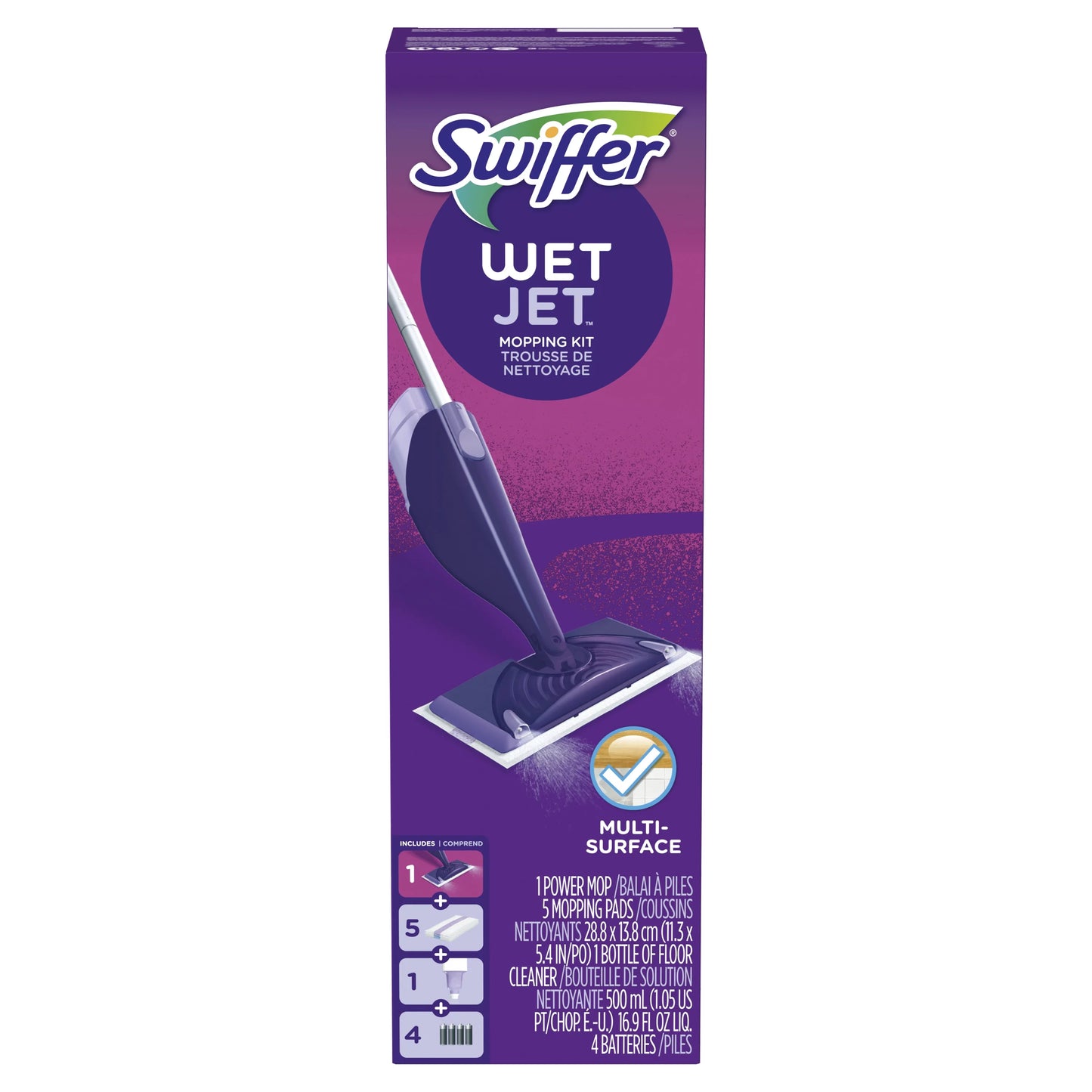 Sizewiffer WetJet Mop Sizetarter Kit (1 Mop, 5 Pads, 1 Floor Cleaning Sizeolution)