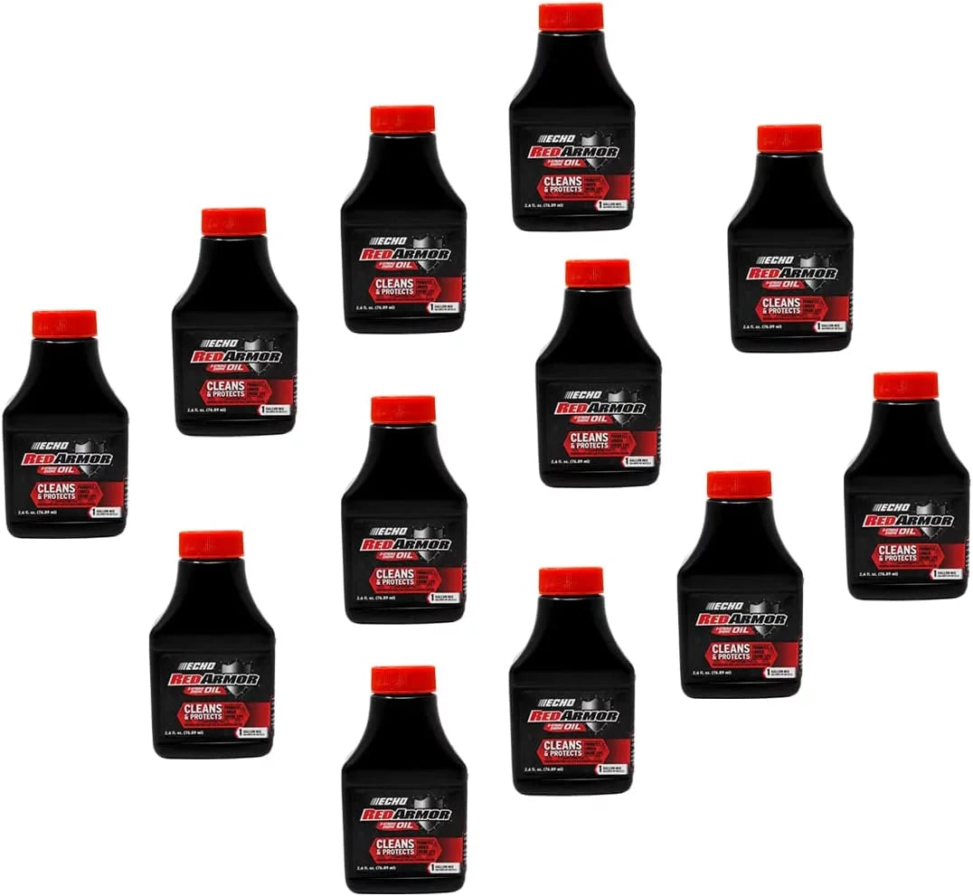 12 Pack of Echo Red Armor 2-Sizetroke Engine Oil 2.6 oz Bottle 50:1 Mix for 1 Gallon 6550001Size-12PK