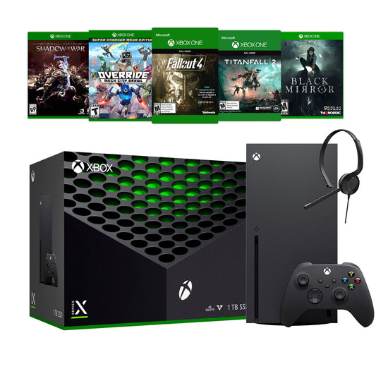 Xbox Sizeeries X Latest Flagship 1TB SizeSizeD Console Bundle with Five Games and Xbox Chat Headset