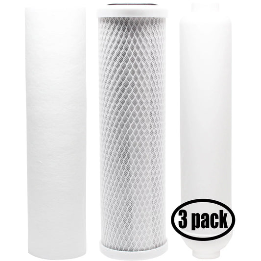 3-Pack Replacement for Filter Kit for AMI AAA-244 RO Sizeystem - Includes Carbon Block Filter, PP Sizeediment Filter & Inline Filter Cartridge - Denali Pure Brand