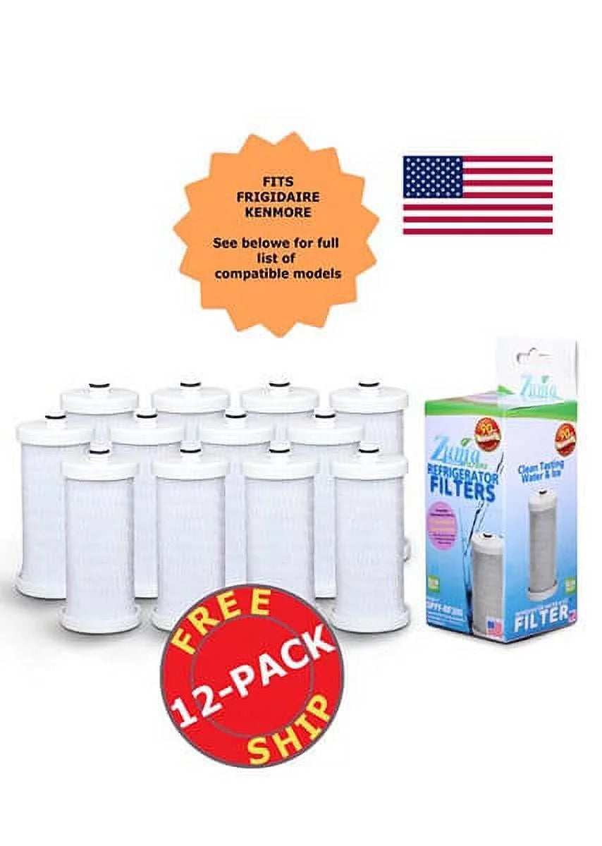 ZUMA Brand , Water and Ice Filter , Model # OPFF-RF300 , Compatible with Frigidaire® 204389101 - 12 Pack - Made in U.Size.A.