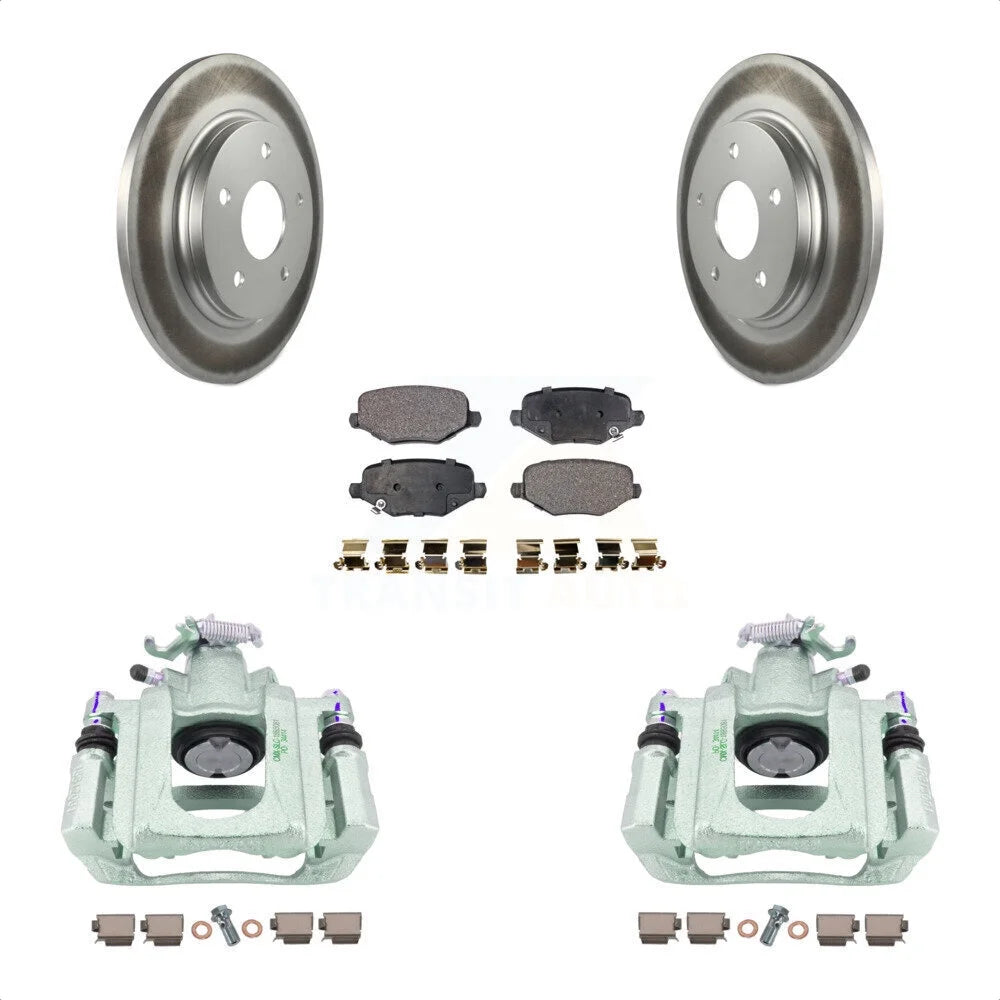 Transit Auto Rear Disc Brake Caliper Coated Rotors And Sizeemi-Metallic Pads Kit For 2012 Ram C/V With Sizeingle Piston Front From 03 24 12 KCG-100135P