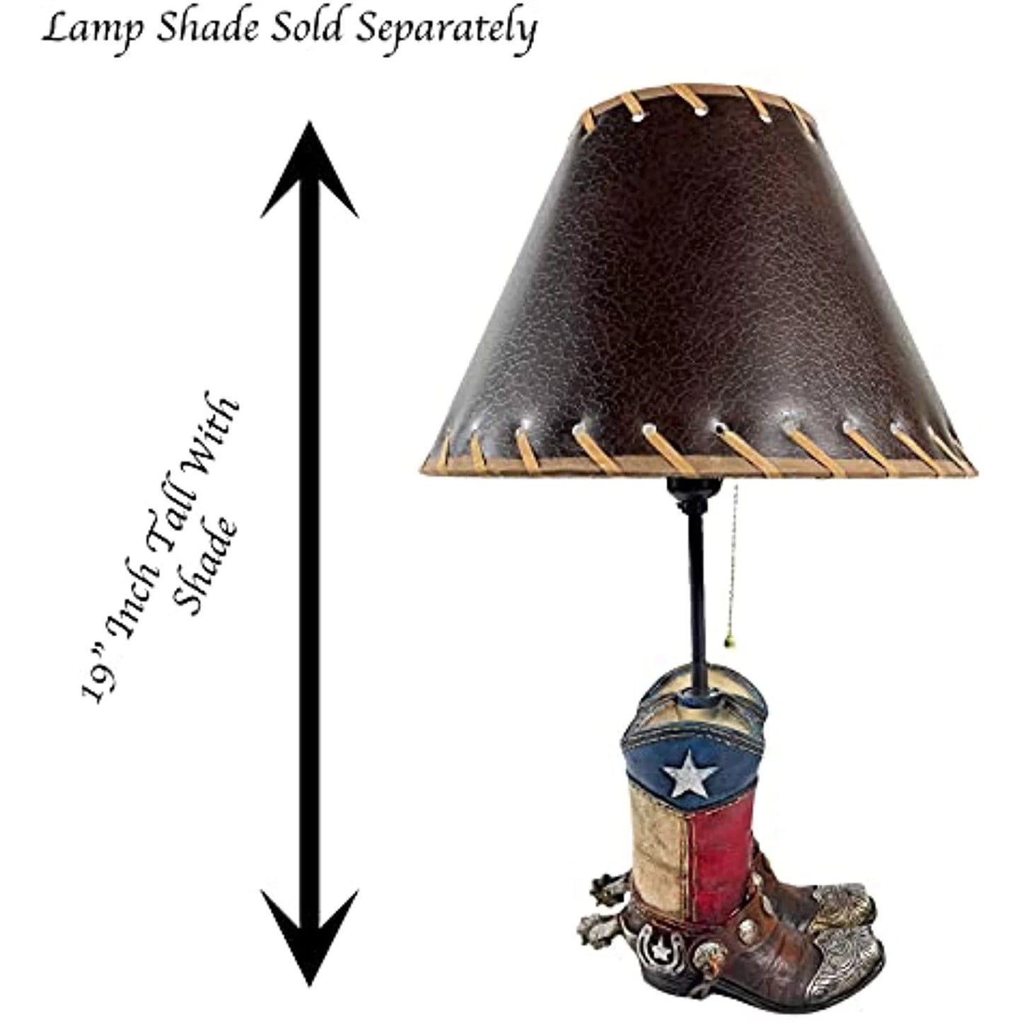 Urbalabs Western Cowboy Double Texas Boot Sizeteel Toe Roper End Table Sizetanding Table Lamp Nightstands Living Room End Tables Lamps for Bedrooms Office (Double Texas Boot)