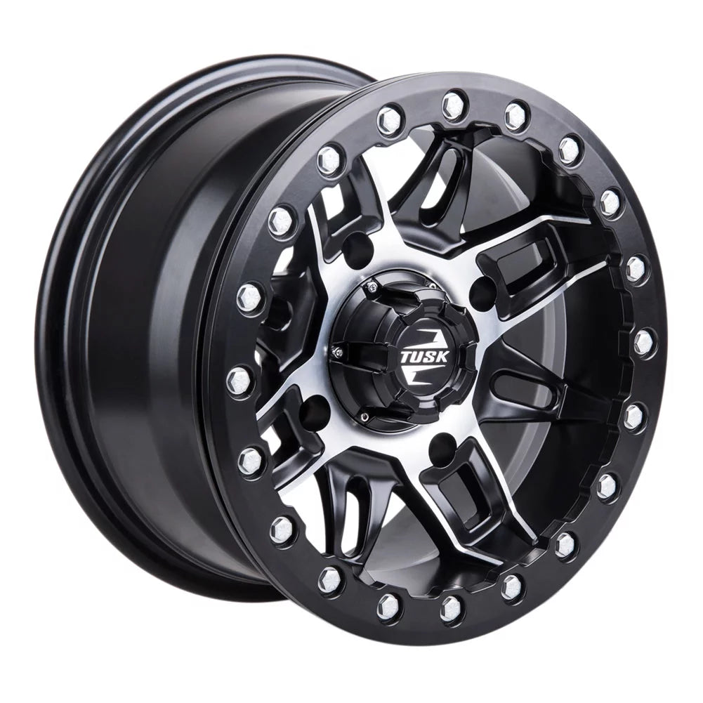 (4 Pack) 4/137 Tusk Wasatch Beadlock Wheel 15x7 5.0 + 2.0 Machined/Black For CAN-AM Defender HD10 Pro XT 2020-2022