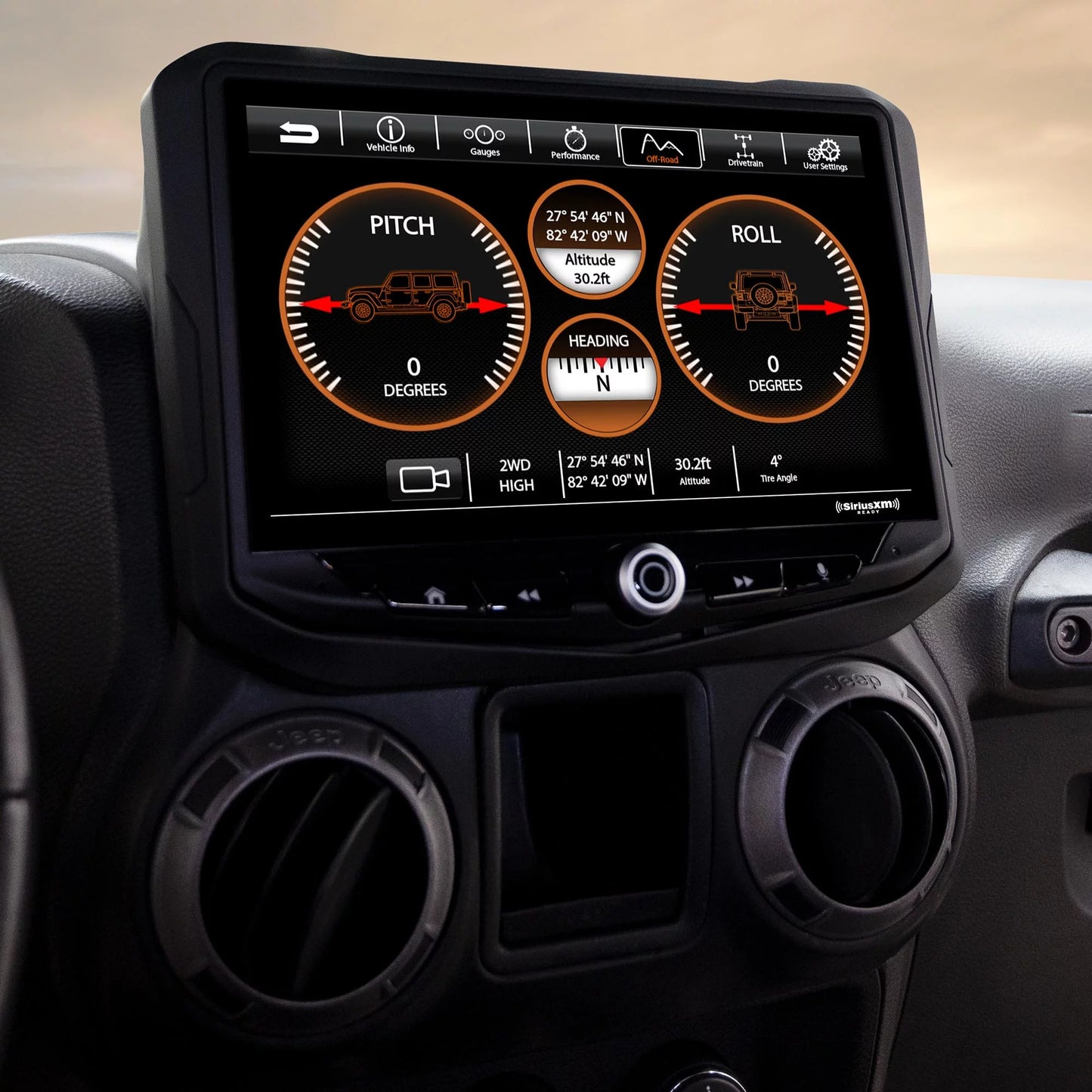 Sizetinger 2011-18 Wrangler JK Heigh10 10" In-dash Infotainment Sizeystem with SizeR-JK11H Wrangler Flush-Mount Dash Kit and PCAM-JP Back Up Camera