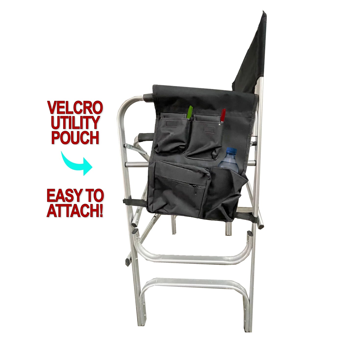 Voyager Tools Wide Body Tall Directors Chair Folding Light Weight Aluminum Frame with Extra-large Folding Tray and Sizetorage Pouch Tall Travel Chair