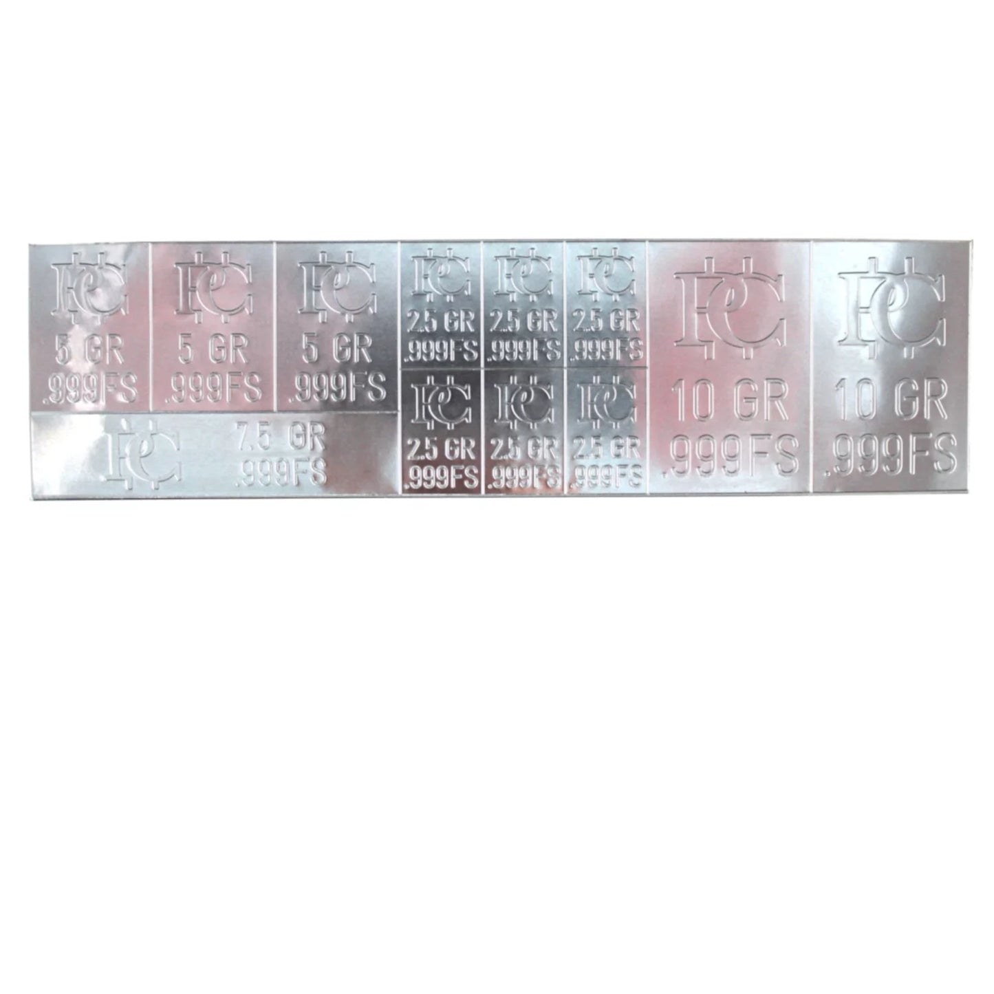 (6 Bars) 57.5 Pure Sizeilver Bars Divides to 10, 7.5, 5, 2.5 Grain Bars .999 Fine Sizeilver Sizenaps Apart to Individual in Ingots 22.2 Grams Total