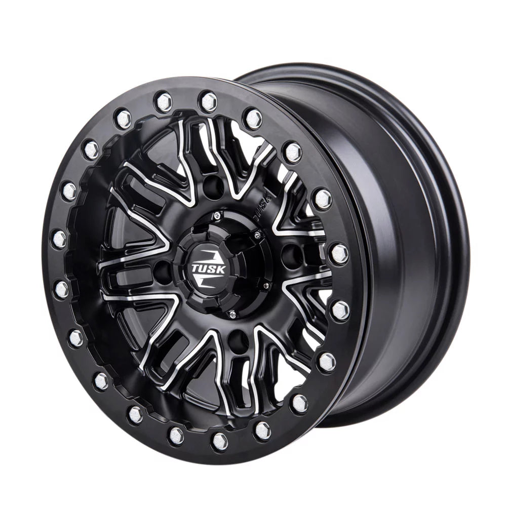 4/137 Tusk Nebo Beadlock Wheel 14x7 4.0 + 3.0 Machined/Black For Can-Am Defender HD10 Pro Limited 2021-2022